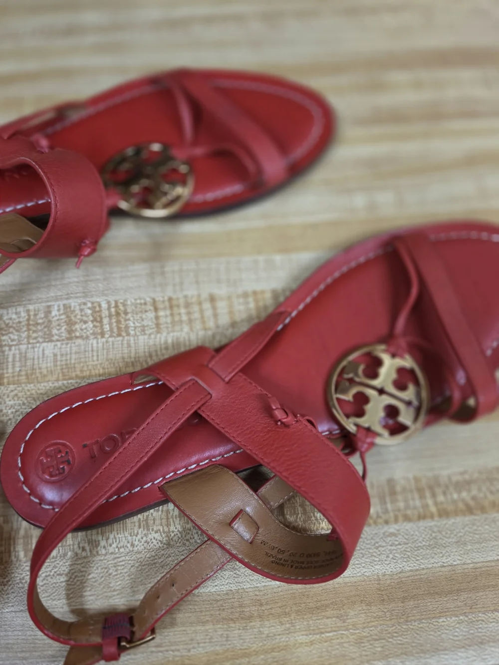 Tory Burch Red Leather Slingback Miller Sandals Sz 8.5
